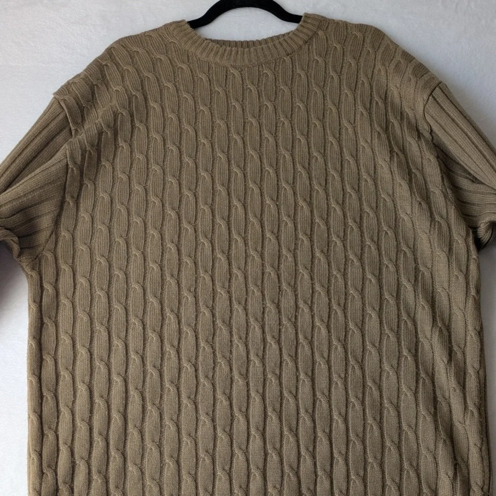 Vintage A. Adams &‎ Spire Cable Knit Sweater Tan Ribbed Mens XL Preppy Pullover